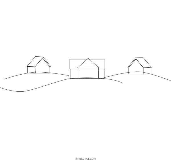 Деревня поэтапное рисование