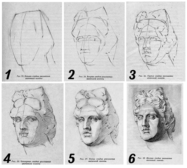 Гипсовая голова Аполлона построение