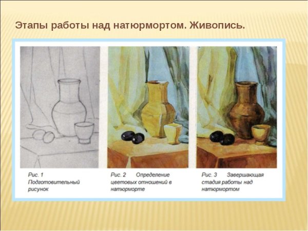 Этапы выполнения натюрморта