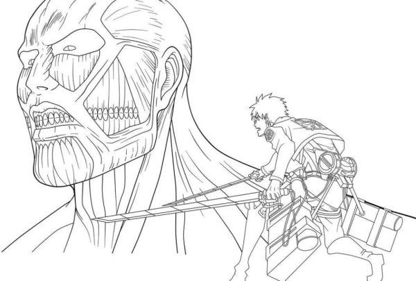 Раскраска Эрен Титан