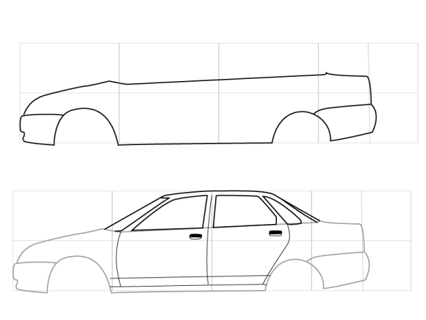 Приора сбоку рисунок