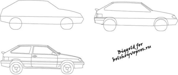 ВАЗ 2114 спереди рисунок легкий