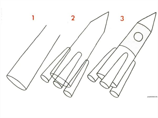 Поэтапное рисование ракеты