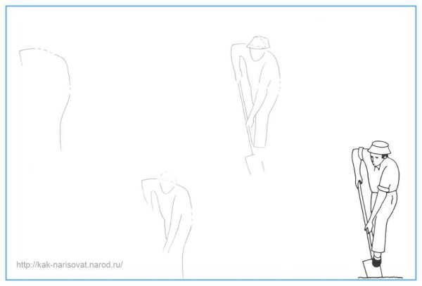 Силуэт человека поэтапно