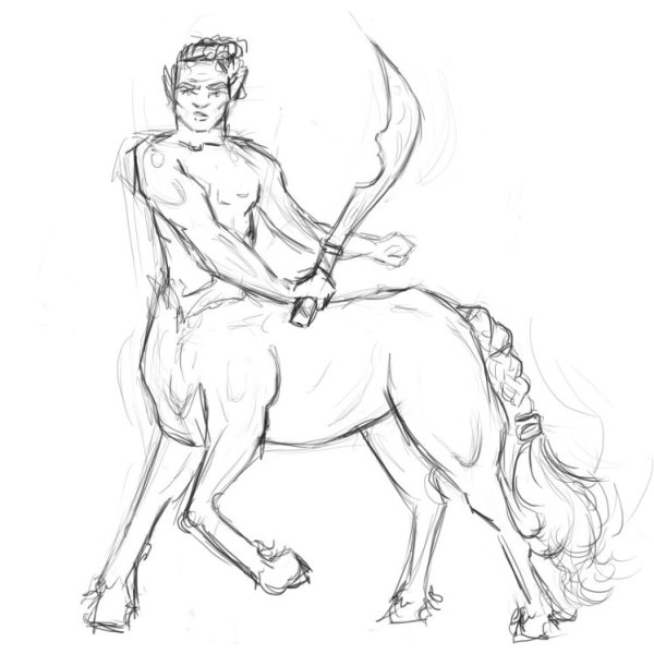 Кентавр рисунок карандашом