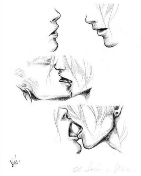 Поцелуй рисовка