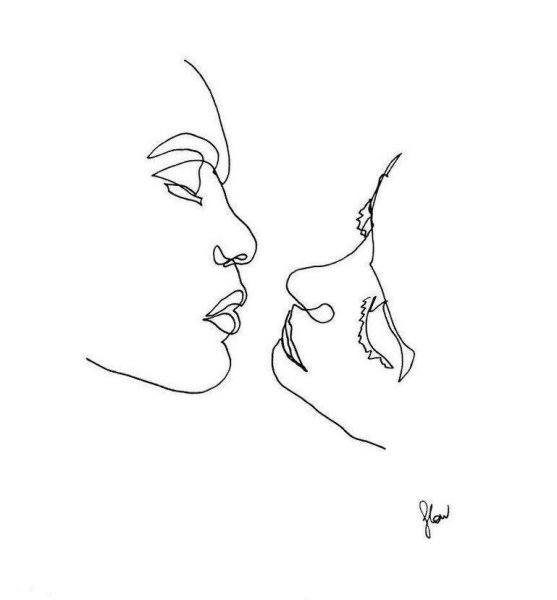 Поцелуй линиями