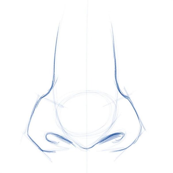 Поэтапное рисование носа человека