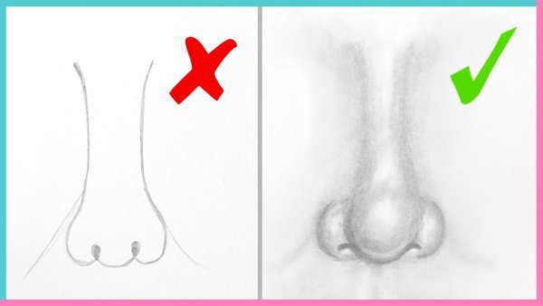 Картинки как нарисовать нос поэтапно