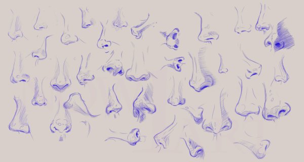 Разные стили рисования носа