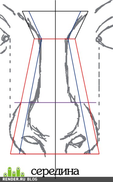 Схема рисования носа