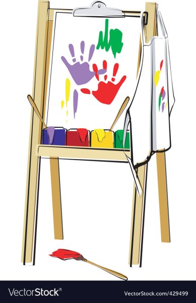 Детский мольберт с красками и карандашами