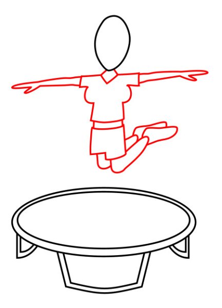 Раскраска прыжки на батуте