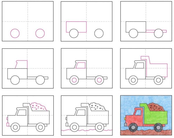 Рисования грузовика для дошкольников