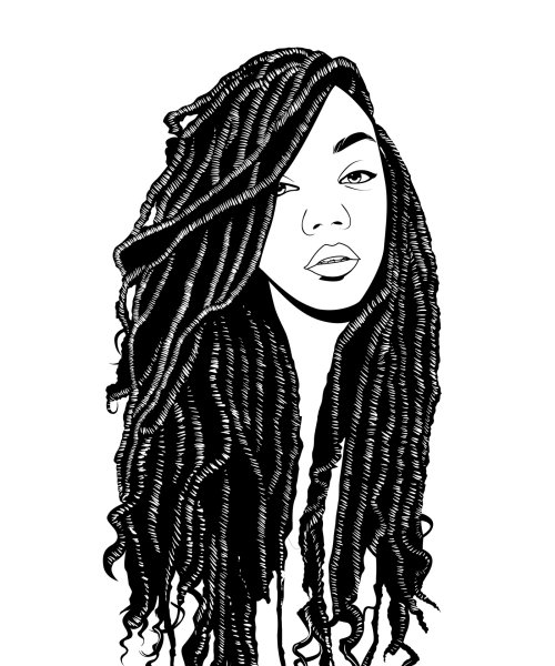 Силуэт девушки с дредами