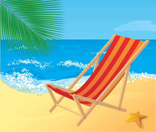 Лежак на пляже иллюстрация