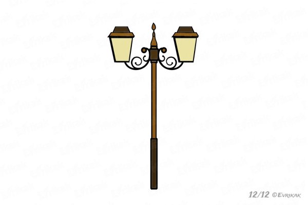 Уличный фонарь поэтапное рисование
