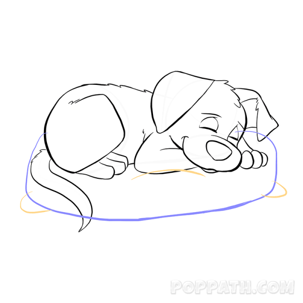 Нарисовать лежащую собаку