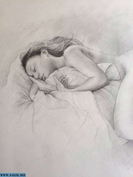 Спящий человек карандашом