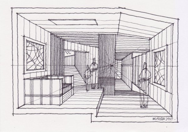 Фронтальная перспектива интерьера