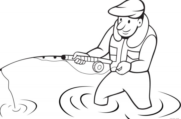 Рыбак раскраска для детей