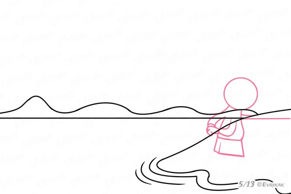 Рыбак рисунок поэтапно