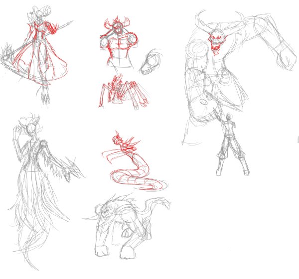 Скетч карандашом лёгкие монстры