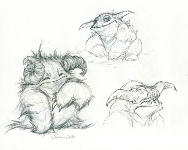 Карандашные Наброски монстров