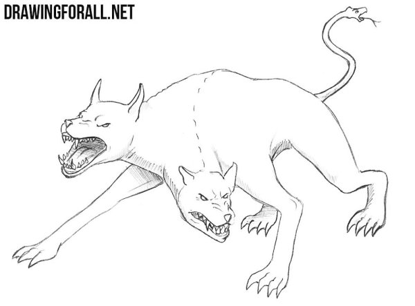 Цербер рисунок карандашом легкий