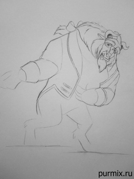 Чудовище из красавица и чудовище карандашом