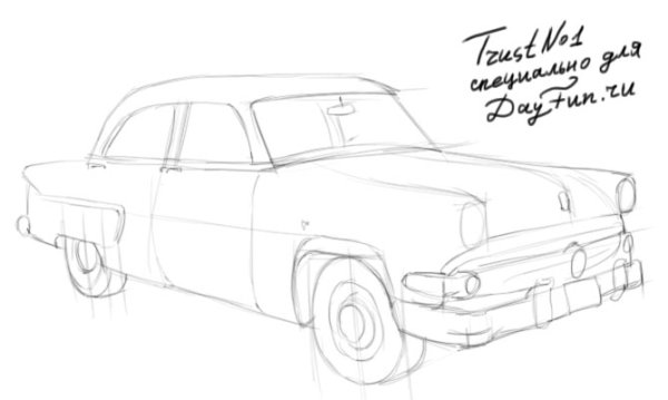 Поэтапное рисование советских машин