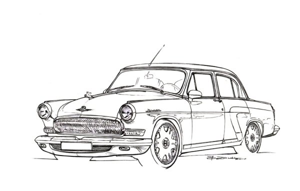 Волга ГАЗ 24 спереди вектор