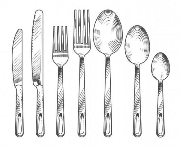 Рисуем столовые приборы