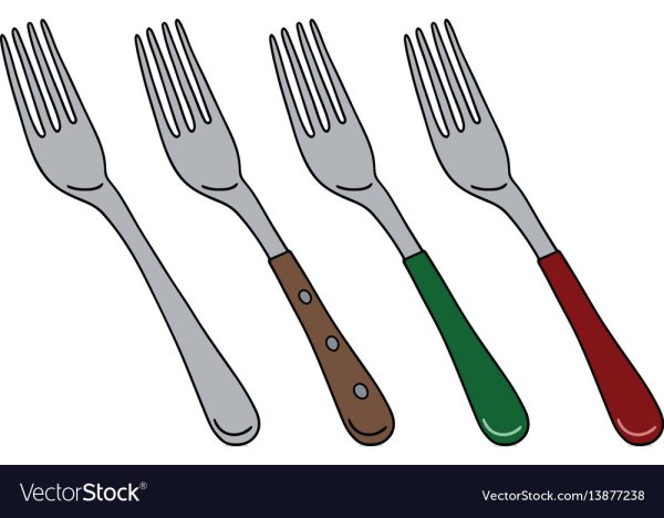 Вилка нарисованная цветная