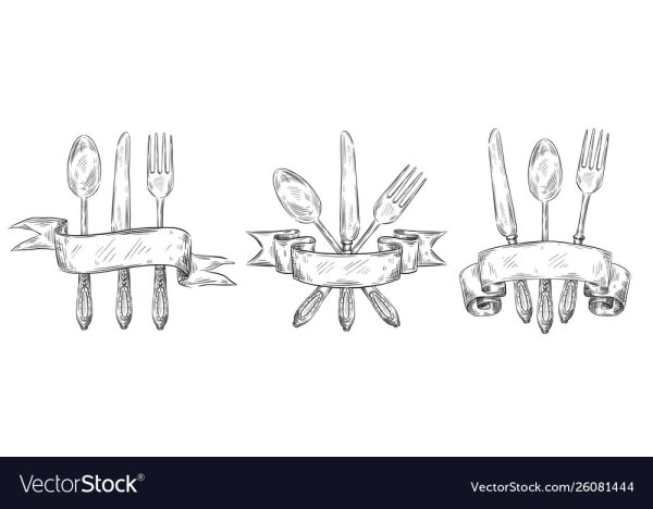 Столовые приборы в руках рисунок