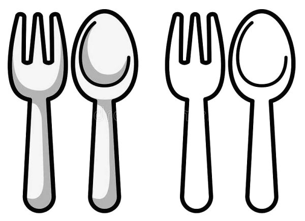 Раскраска вилка и ложка
