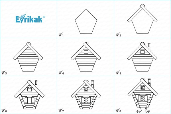 Поэтапное рисование домика