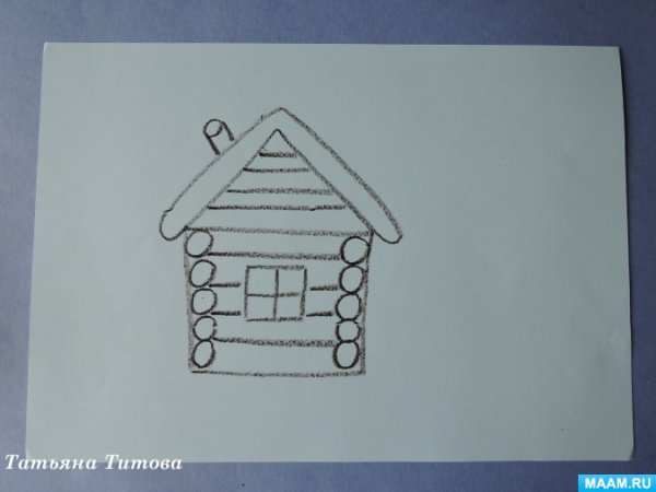 Поэтапное рисование избушки