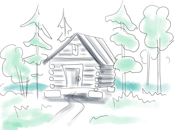 Избушка на курьих ножках карандашом