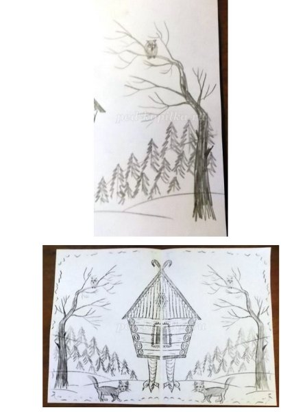 Рисование избушка бабы яги