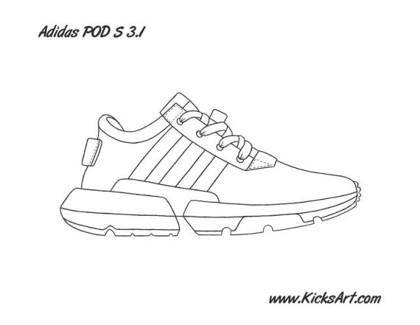 Раскраска кроссовки адидас