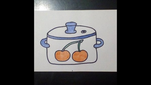 Рисование кастрюли красками