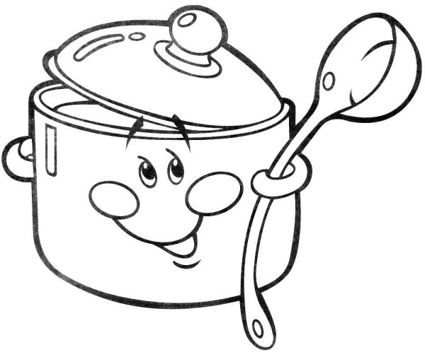 Посуда. Раскраска