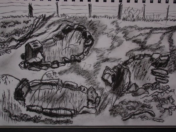 Рисунки углём кладбище
