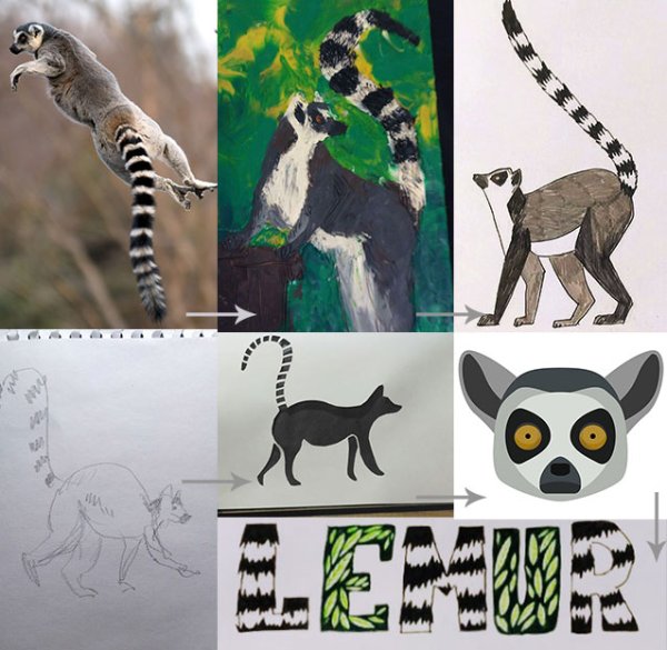 Распечатки бумаги с лемурами