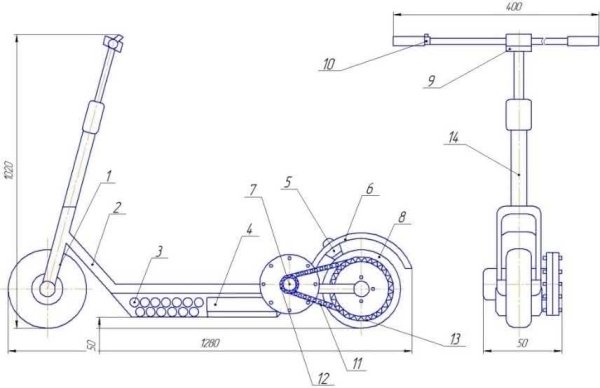 Сборочный чертеж самоката