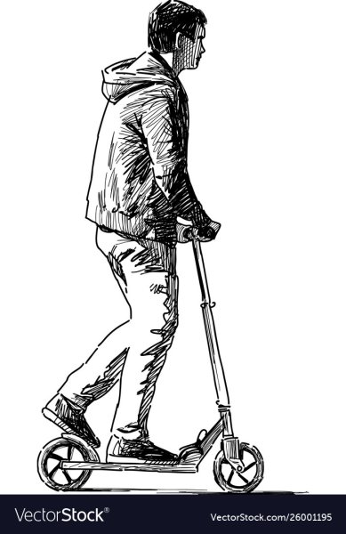 Изображение человека на самокате