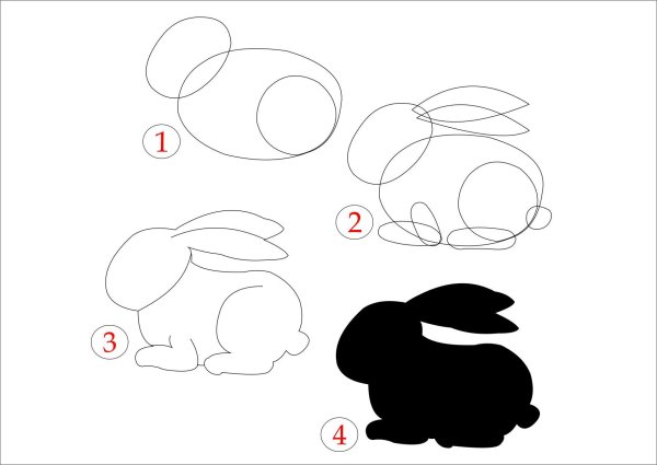 Поэтапное рисование зайца