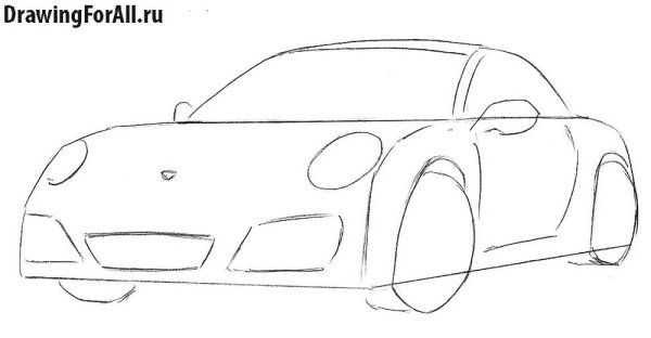 Porsche 911 рисунок спереди