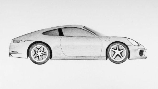 Порше рисунок карандашом для начинающих